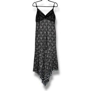 Claire Pettibone XL Black Lace Sheer Asymmetrical Slip Dress Lingerie Nightgown